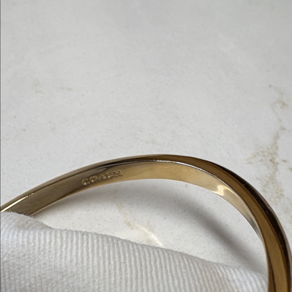 Coach White and Gold Enamel Signature Bangle Bracelet - Picture 2 of 3